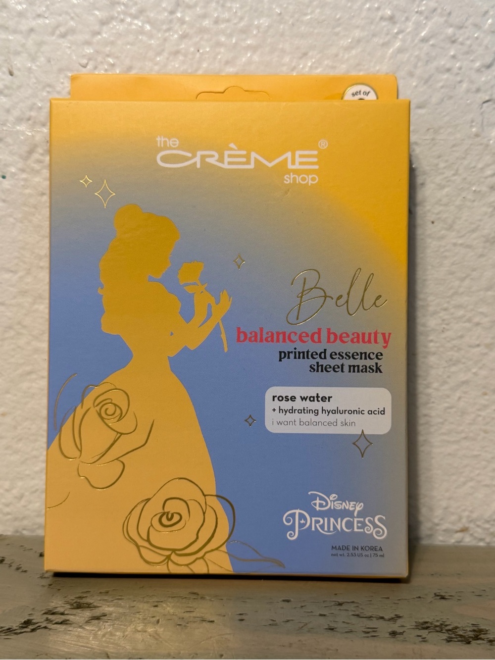 The Crème Shop Belle Balanced Beauty Rose Water Sheet Mask - Yellow/Blue